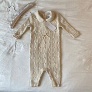 Ralph Lauren Baby Cream Warm White Cashmere Cable Knit Coverall Romper 6M NWT